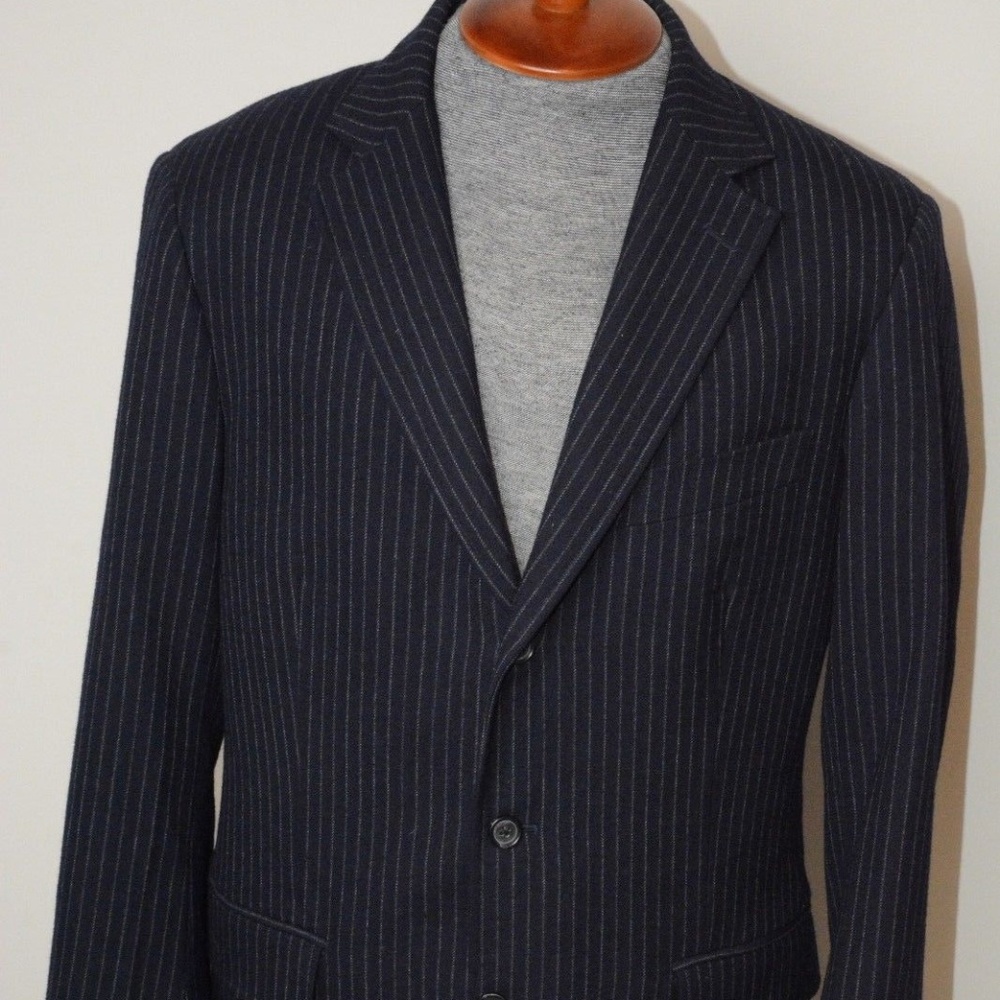 J Crew men’s wool blue pin stripe blazer